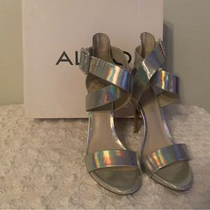 Aldo silver iridescent heels